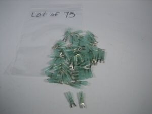 14-16 AWG Blue #8 Stud Heat Shrink Spade Fork Wire Terminals *LOT OF 75* - NEW