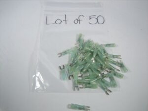 14-16 AWG Blue #8 Stud Heat Shrink Spade Fork Wire Terminals *LOT OF 50* - NEW