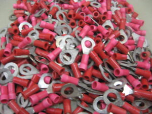 22 -18 Gauge Insulated Vinyl Ring 1/4" Stud Connector Crimp Terminals (1352 PR18-14) Lot of 500