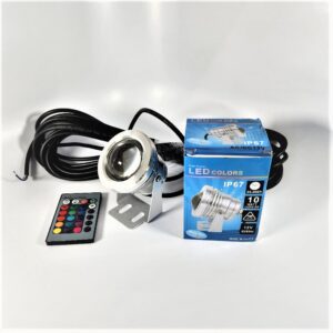 Water-Resistant LED Outdoor Spotlight 10W 12V With Remote Dimmable RGB - New