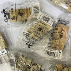Leviton Lot of 10 40649 Single Gang 4 Conductor Almond RJ11 Jack - **BLEM**