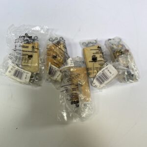 Leviton Lot of 5 40649 Single Gang 4 Conductor Almond RJ11 Jack - **BLEM**