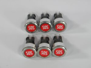 NEW LOT OF 6 - SOS Round Switch Button 3101040904RN00 12V - 1"