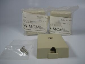 Newark MCM 36-100 Ivory 4 Wire Jack Assembly RJ-11 - LOT of 3 - NEW OLD STOCK