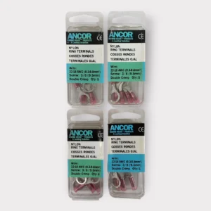 Ancor 230206 Double Crimp Nylon Ring Terminal 22-18 AWG 3/8" Screw *Lot of 20*