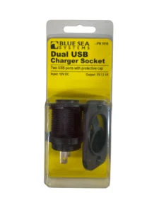 Blue Sea Systems 1016 Dual 2.0 USB Charger Socket W/ Protective Cap 12VDC - Black **New**