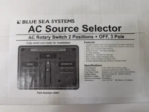 Blue Sea Systems AC Source Selector 65A 240V 2 Positions + OFF Part No. 8363