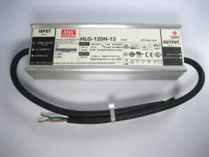Mean Well HLG-120H-12 O/P 12Vdc 10A LED Driver, IP67, PFC Harsh Environment, Metal Case 12V 10A