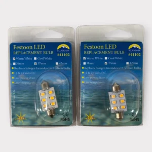 Scandvik 41102 Warm White LED Festoon 37mm Replacement Bulb - 12/24VDC **Lot of 2**