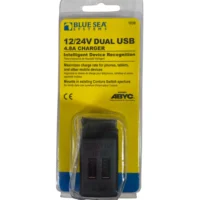 Blue Sea Systems 1039 4.8A Dual 2.0 USB Charger 12/24V **New**