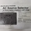 Blue Sea Systems AC Source Selector 65A 240V 2 Positions + OFF Part No. 8363